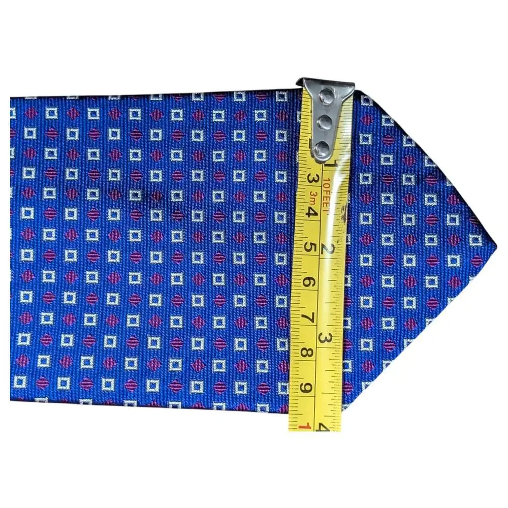 Lauren Ralph Lauren Silk Tie Neat Jacquard‎ Squares Blue Red White USA 55